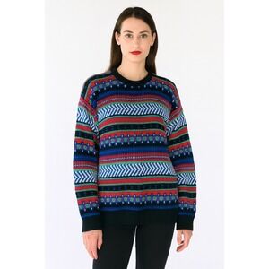 Vintage 80s 90s Sweater Crewneck Retro Colorful Grandpa Grannycore Large